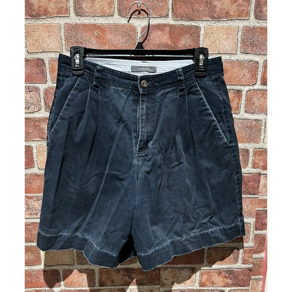 Liz Claiborne Womens Casual Walking Bermuda Shorts SizeM/L Front Pleats NavyBlue